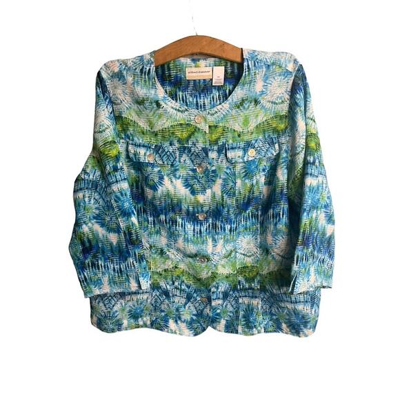 Alfred Dunner Blue/Green Tie Dye Lightweight Jacket 18W - Picture 1 of 4